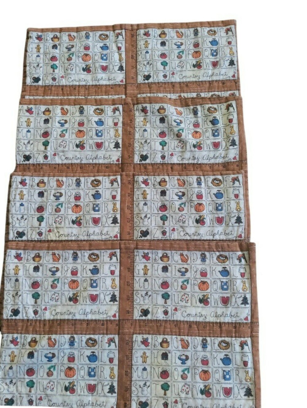 Cottagecore Handmade Country Alphabet Placemat Set Of 4 Teacher Ruler ABCs Cloth